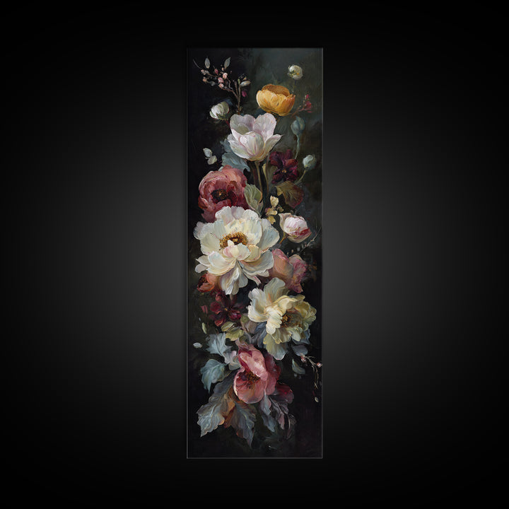 Large Expressive Floral Bouquet Canvas Print, Above Sofa Art, Above Bed Decor, Living Room Decor, Oil Painting, Statement, ASA-1x3-42