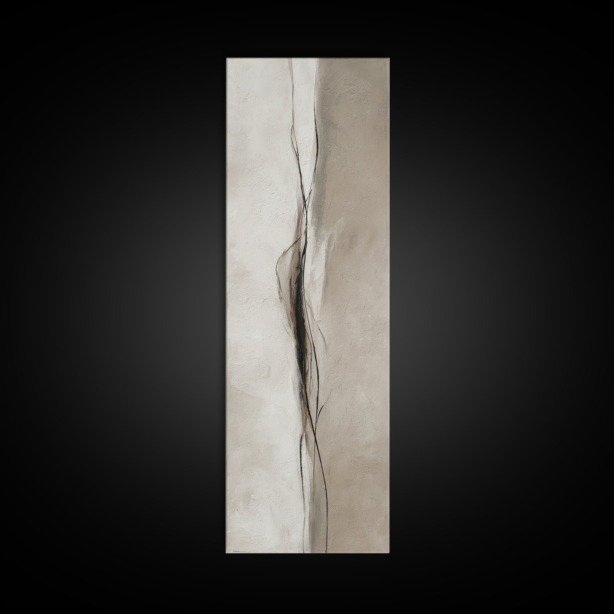 Minimal Black Ink Composition Canvas Print, Above Sofa Art, Statement Artwork, Living Room Decor, Fine Art, Statement, ASA-1x3-44
