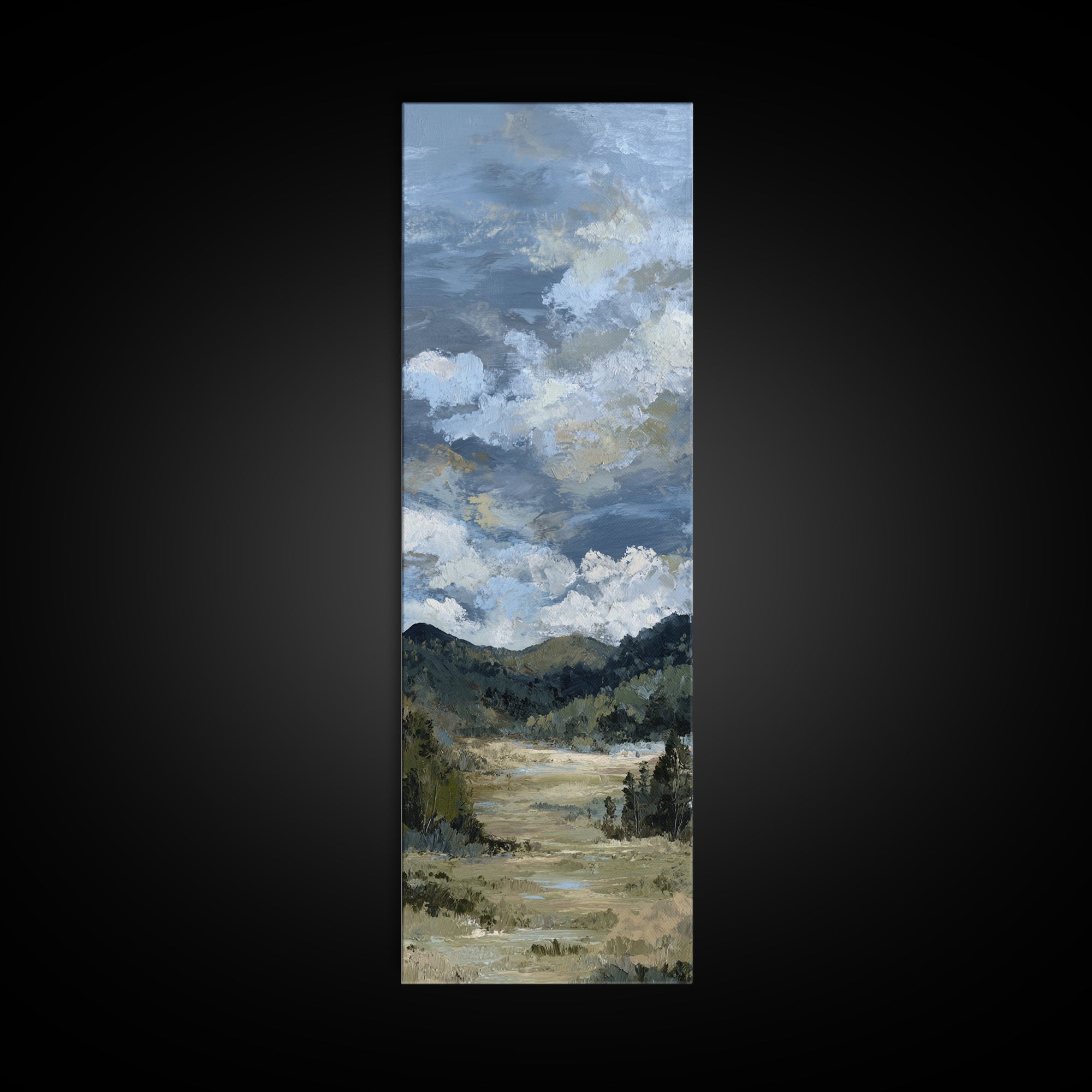 Wide Olive and Beige Meadow Panorama Framed Canvas Print, Above Sofa Art, Coastal Wall Art, Living Room Decor, Statement, ASA-1x3-46
