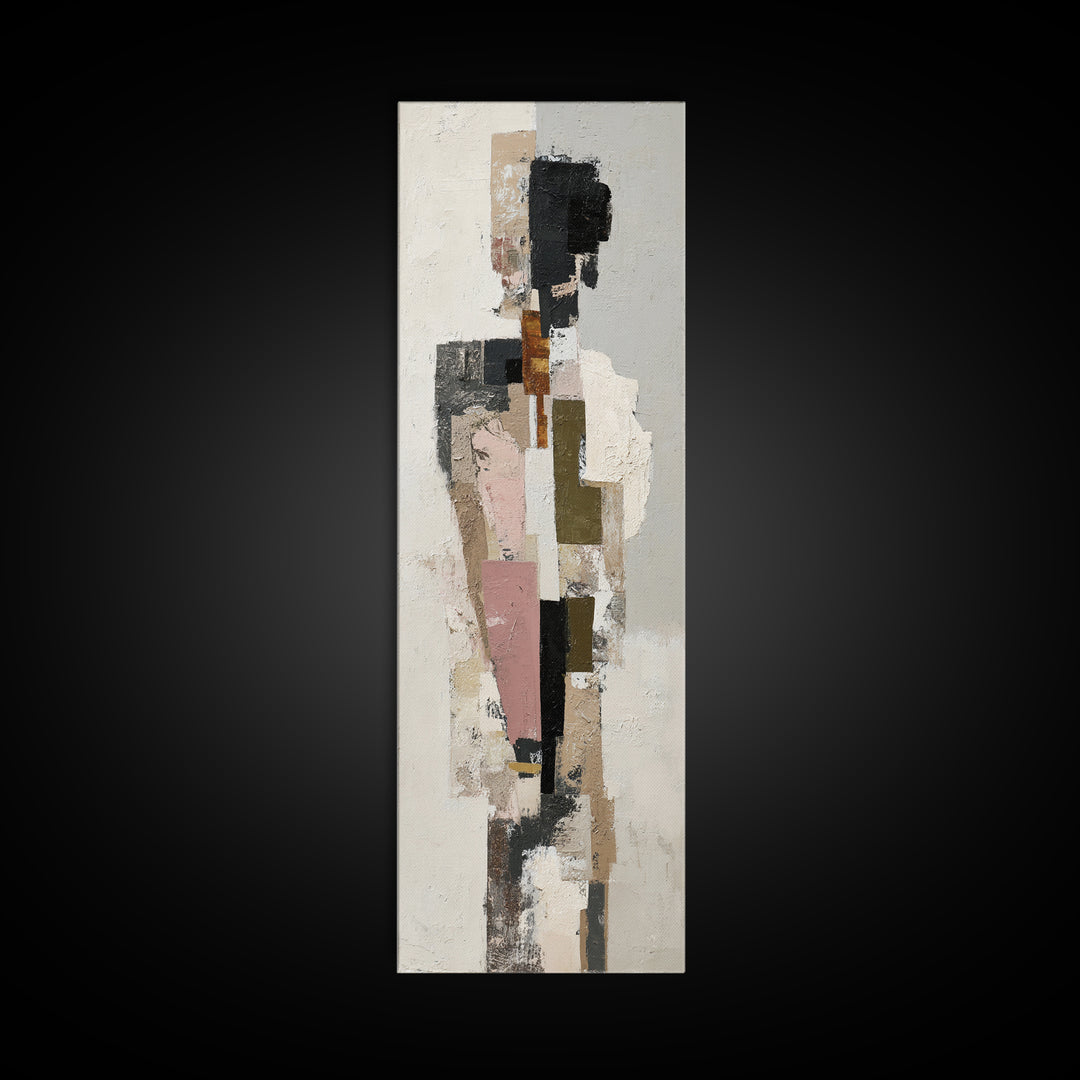 Luxury Monochrome Stone Composition Canvas Print, Above Sofa Art, Wall Art, Living Room Decor, Oil Painting, Statement, ASA-1x3-55