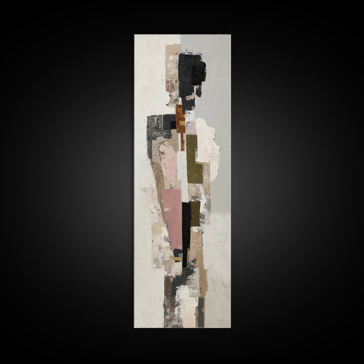 Luxury Monochrome Stone Composition Canvas Print, Above Sofa Art, Wall Art, Living Room Decor, Oil Painting, Statement, ASA-1x3-55