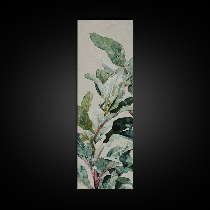 Large Botanical Leaves Canvas Print, Above Sofa Art, Modern Art, Living Room Decor, Fine Art, Statement, Art Print, ASA-1x3-57