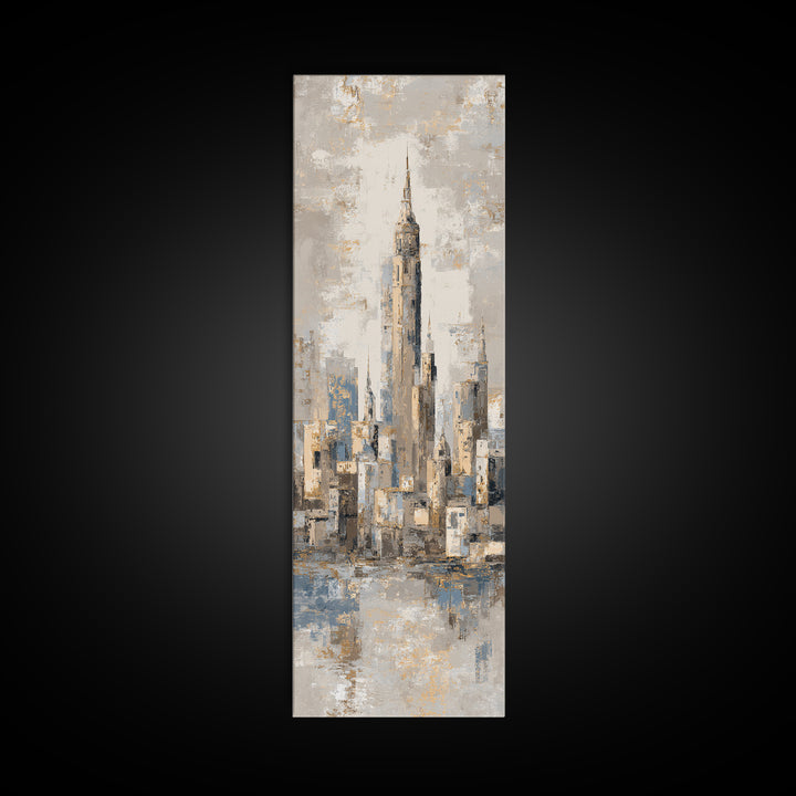 Quiet City Skyline Reduced to Elegant Shapes Canvas Print, Above Sofa Art, 3 Piece Wall Art, Living Room Decor, Statement, ASA-1x3-58