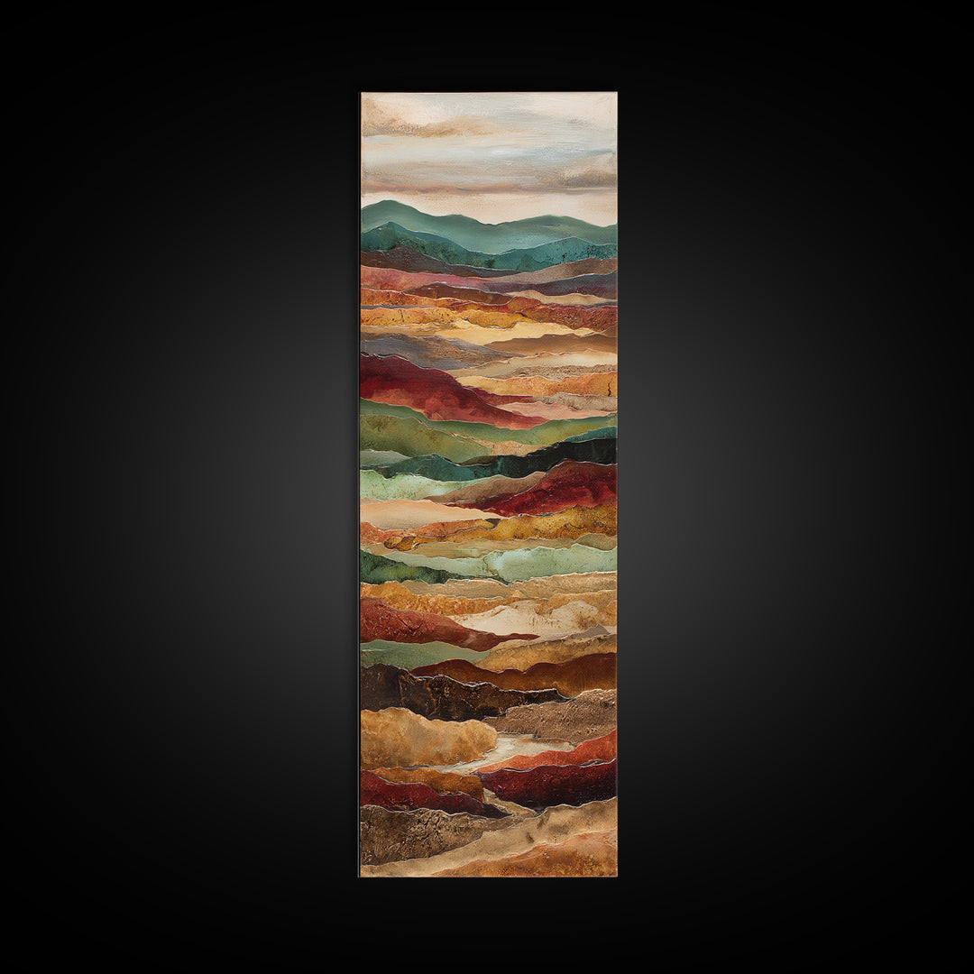 Abstract Canyon Landscape Canvas Print, Above Sofa Art, Living Room Decor, Watercolor Art, Statement 367, Set of Prints, ASA-1x3-67