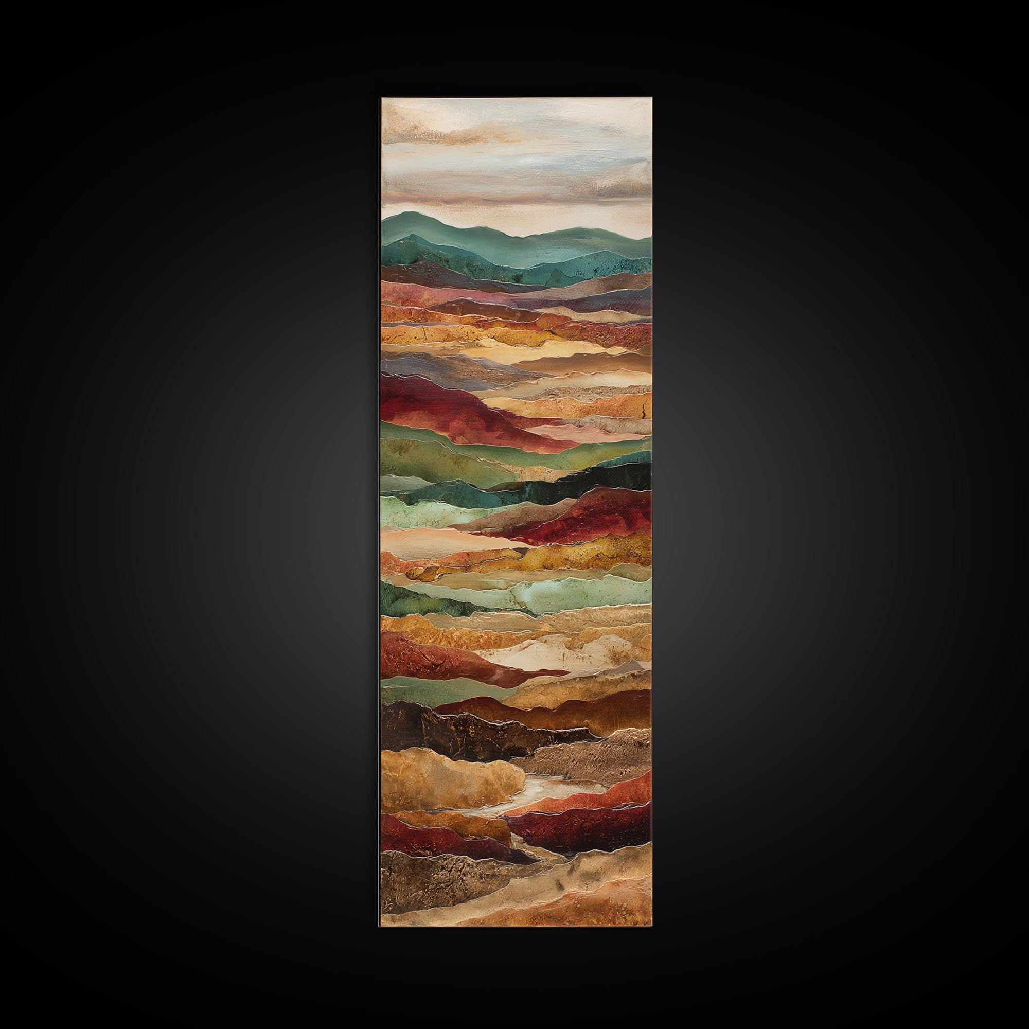 Abstract Canyon Landscape Canvas Print, Above Sofa Art, Living Room Decor, Watercolor Art, Statement 367, Set of Prints, ASA-1x3-67