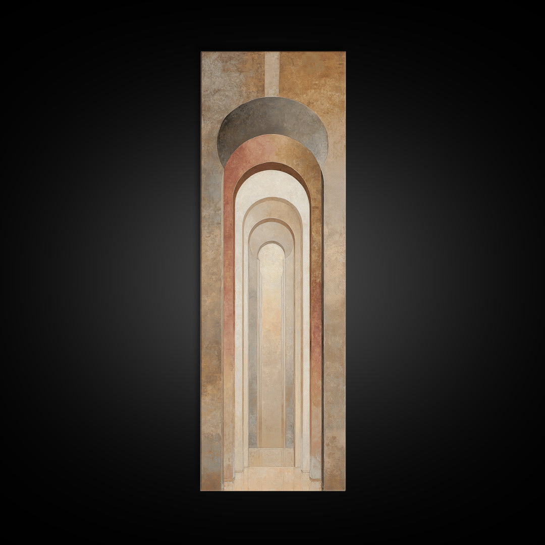 Architectural Arch Study Framed Canvas Print, Above Sofa Art, Botanical Wall Art, Living Room Decor, Oil Painting, Statement, ASA-1x3-69