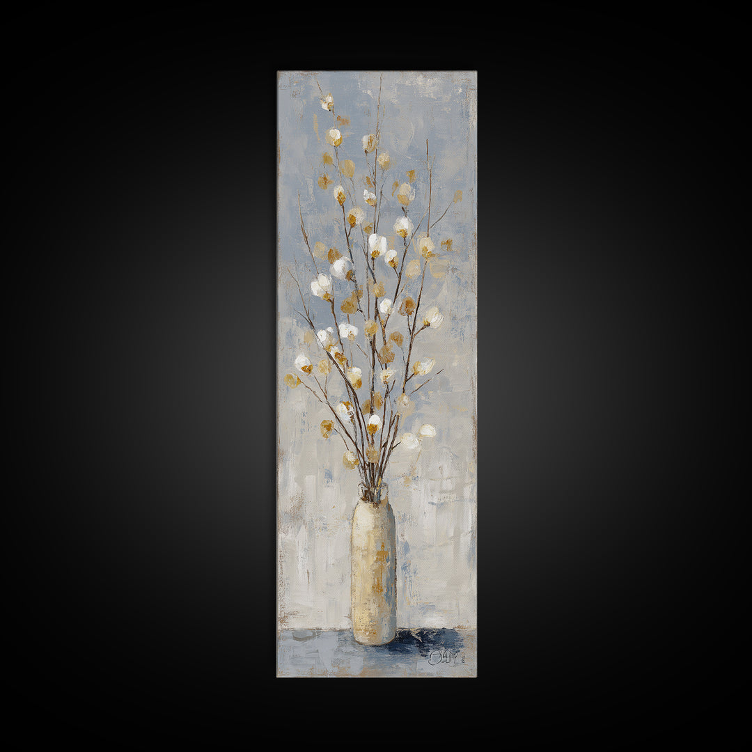 Large Neutral Still Life Framed Canvas Print, Above Sofa Art, Japandi Wall Art, Living Room Decor, Watercolor Art, Statement, ASA-1x3-74