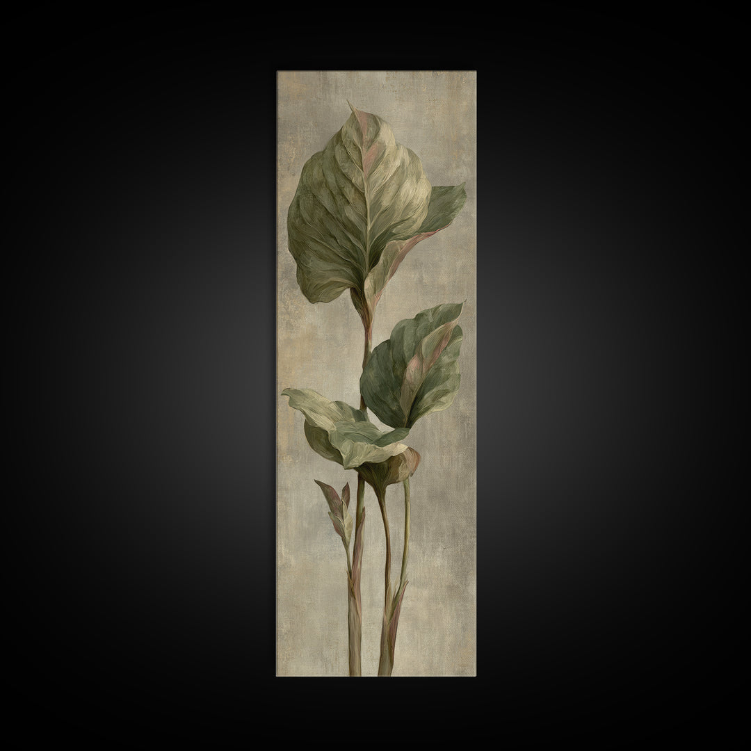Large Botanical Leaves Canvas Print, Above Sofa Art, Framed Wall Art, Living Room Decor, Statement, Living Room Wall Art, ASA-1x3-81