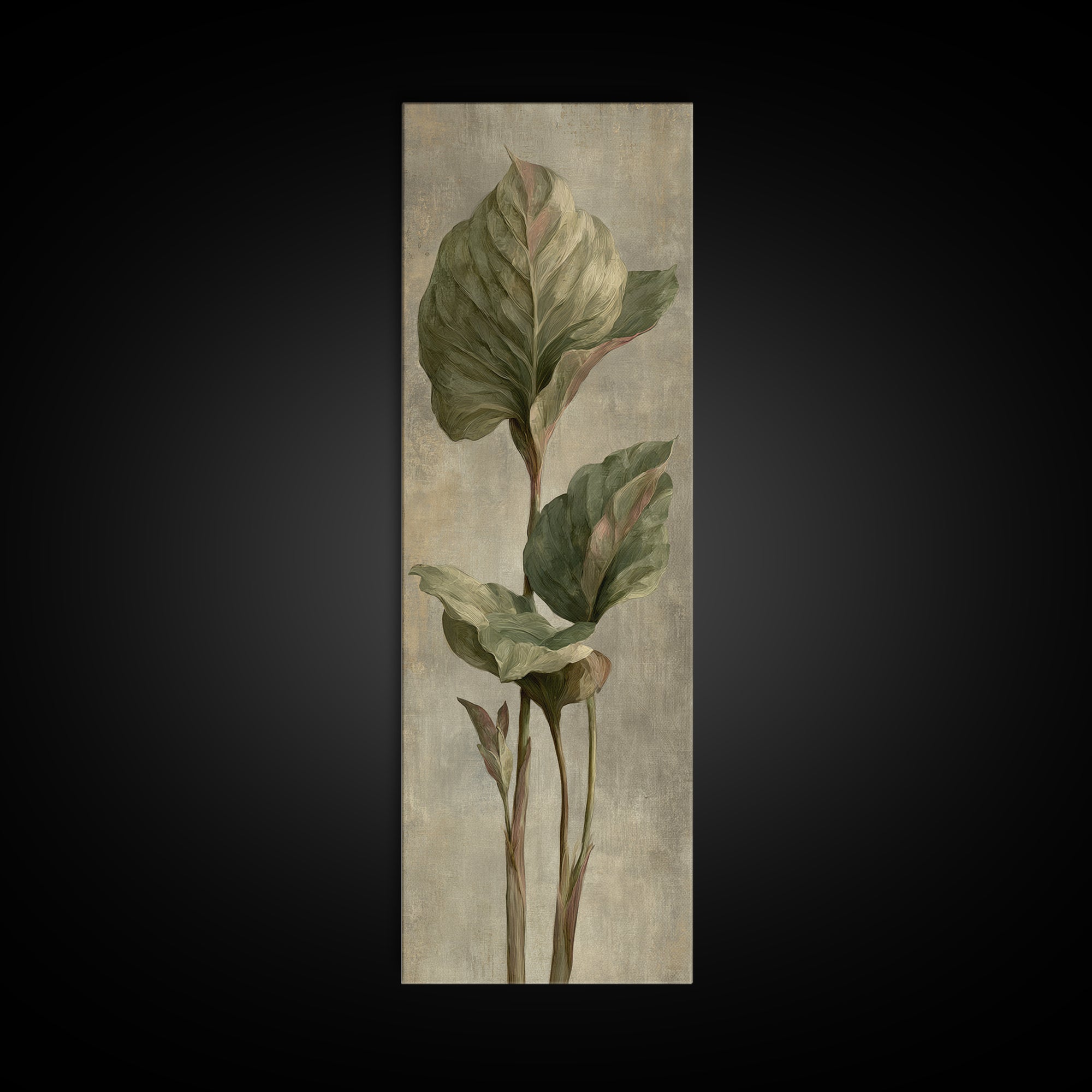 Large Botanical Leaves Canvas Print, Above Sofa Art, Framed Wall Art, Living Room Decor, Statement, Living Room Wall Art, ASA-1x3-81