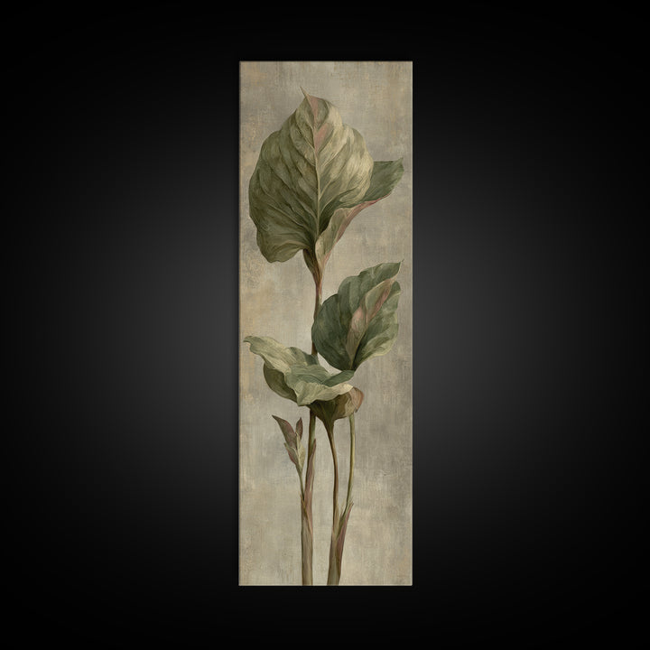 Large Botanical Leaves Canvas Print, Above Sofa Art, Framed Wall Art, Living Room Decor, Statement, Living Room Wall Art, ASA-1x3-81
