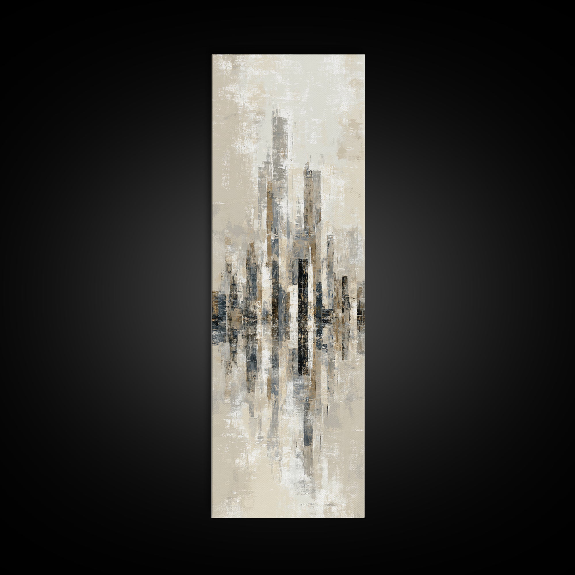 Quiet City Skyline Reduced to Elegant Shapes Canvas Print, Above Sofa Art, Coastal Decor, Living Room Decor, Statement, ASA-1x3-82