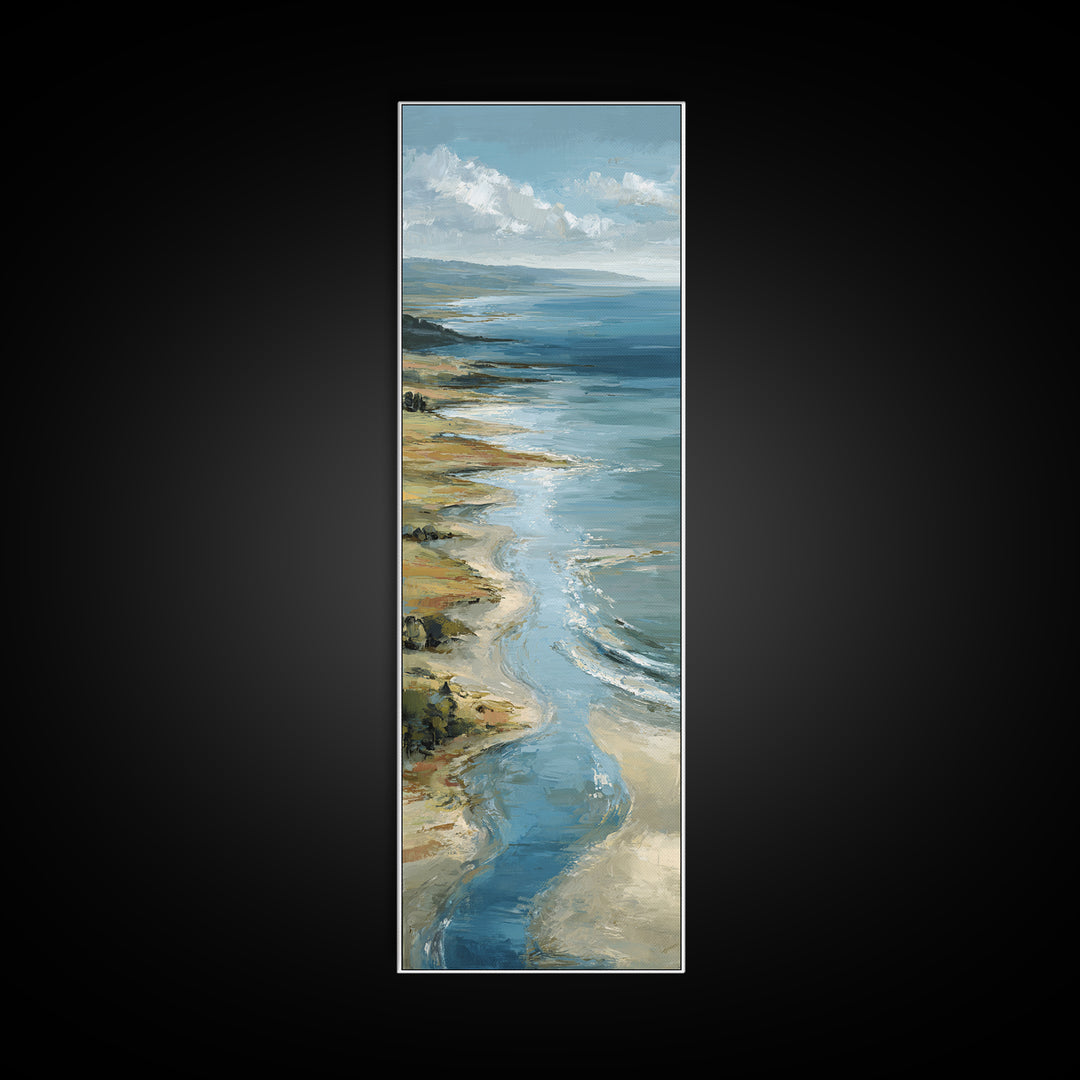 Panoramic Coastal Shoreline from an Aerial View Canvas Print, Above Sofa Art, Oversized Wall Art, Living Room Decor, Statement, ASA-1x3-87