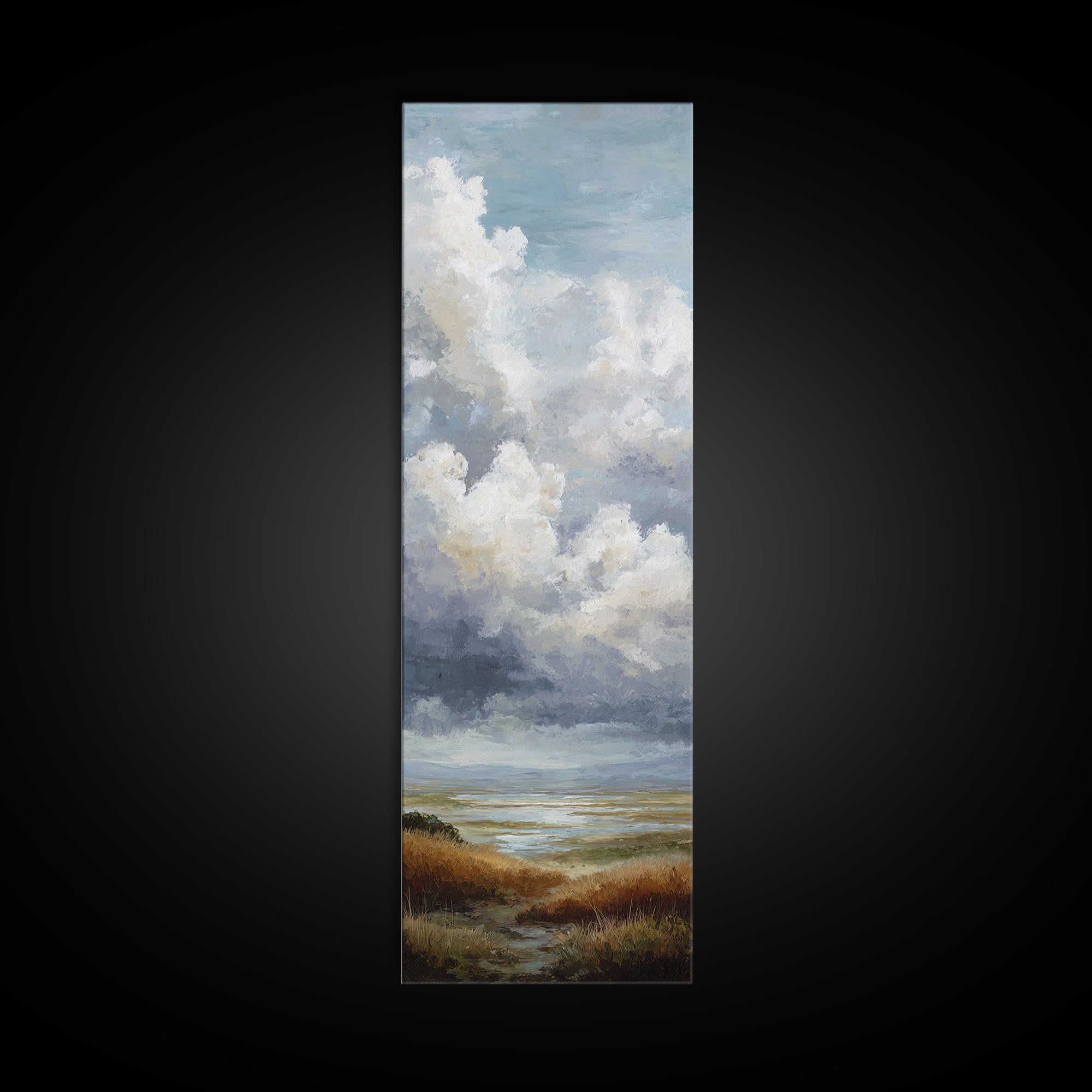 Dramatic Cloudscape over a Distant Valley Canvas Print, Above Sofa Art, Horizontal Wall Art, Living Room Decor, Statement, ASA-1x3-89