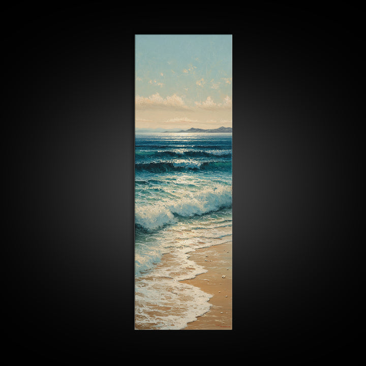 Moody Seascape at Twilight Framed Canvas Print, Above Sofa Art, Living Room Decor, Abstract Art, Statement 396, Set of Prints, ASA-1x3-96