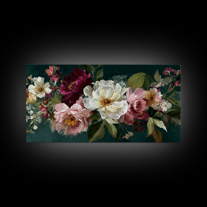 Large Expressive Floral Bouquet Canvas Print, Above Sofa Art, Neutral Decor, Living Room Decor, Fine Art, Statement, Wall Art, ASA-2x1-26