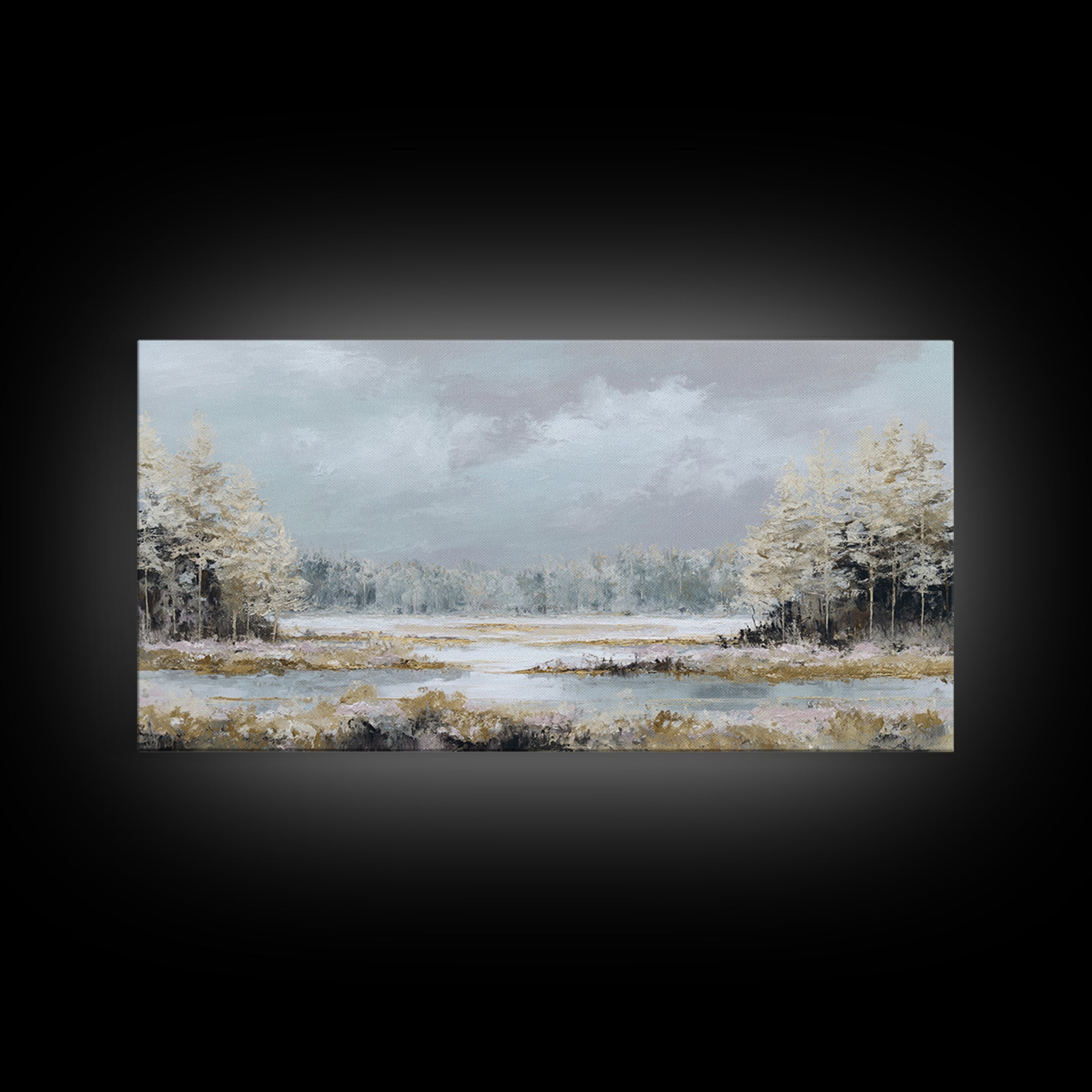 Modern Scandinavian Forest Framed Canvas Print, Above Sofa Art, Art Print, Living Room Decor, Statement, Textured Wall Art, ASA-2x1-35