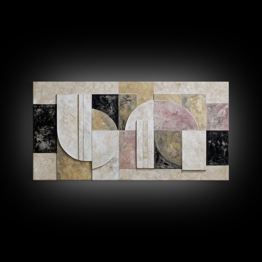 Luxury Monochrome Stone Composition Canvas Print, Above Sofa Art, Home Decor, Living Room Decor, Oil Painting, Statement, ASA-2x1-39