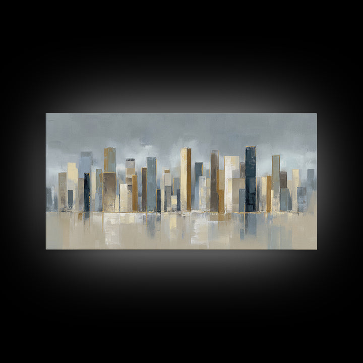 Quiet City Skyline Reduced to Elegant Shapes Canvas Print, Above Sofa Art, Gallery Decor, Living Room Decor, Statement, ASA-2x1-42