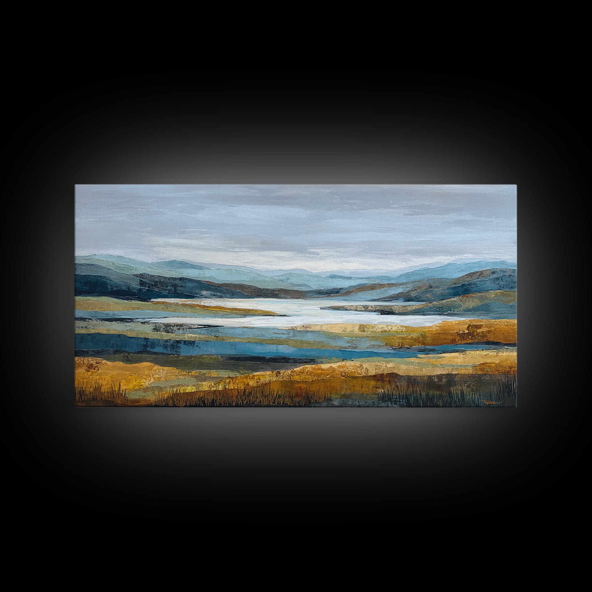 Oversized Abstract Landscape Framed Canvas Print, Above Sofa Art, Contemporary Art, Living Room Decor, Oil Painting, Statement, ASA-2x1-45