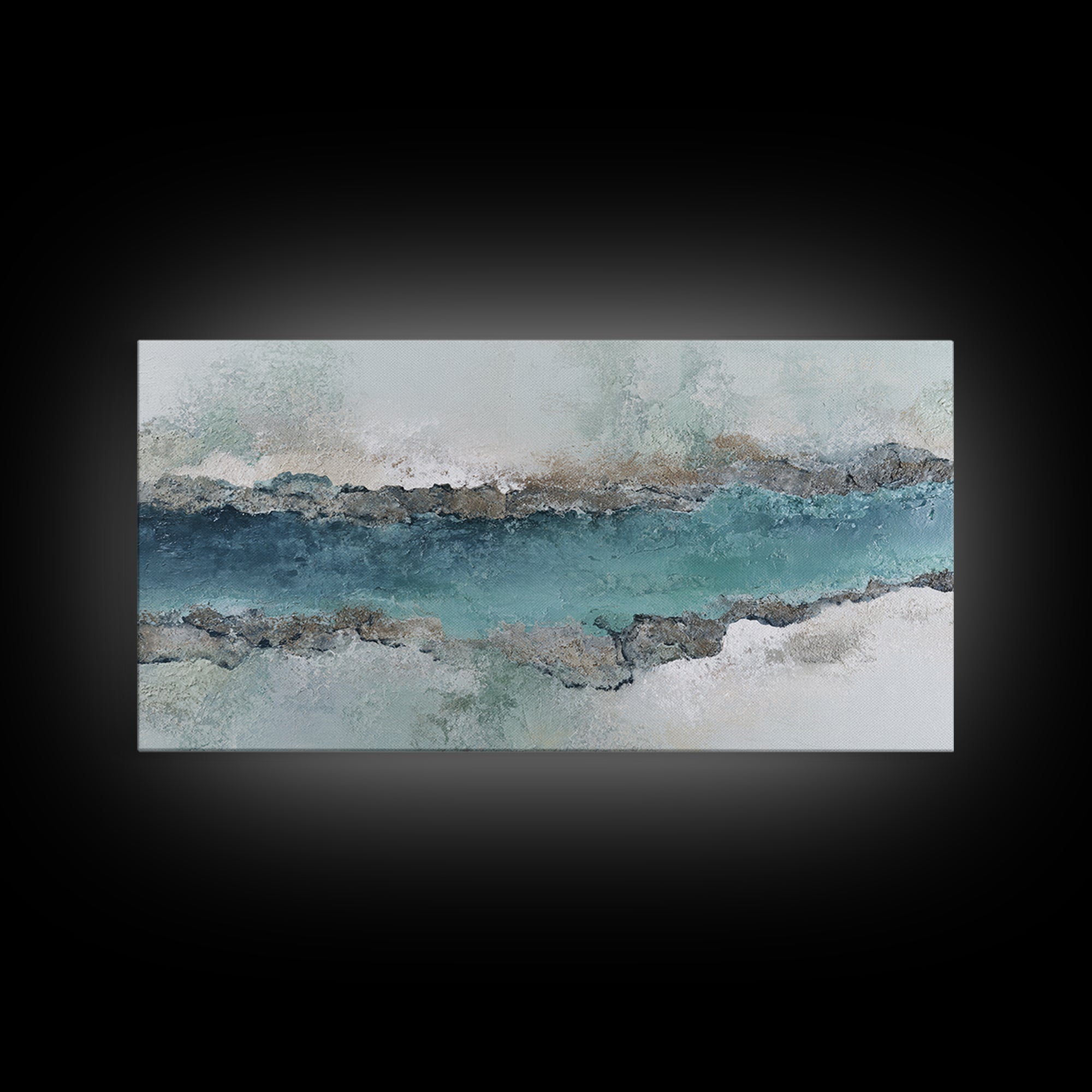 Panoramic Coastal Shoreline from an Aerial View Canvas Print, Above Sofa Art, Living Room Decor, Fine Art, Statement, ASA-2x1-47