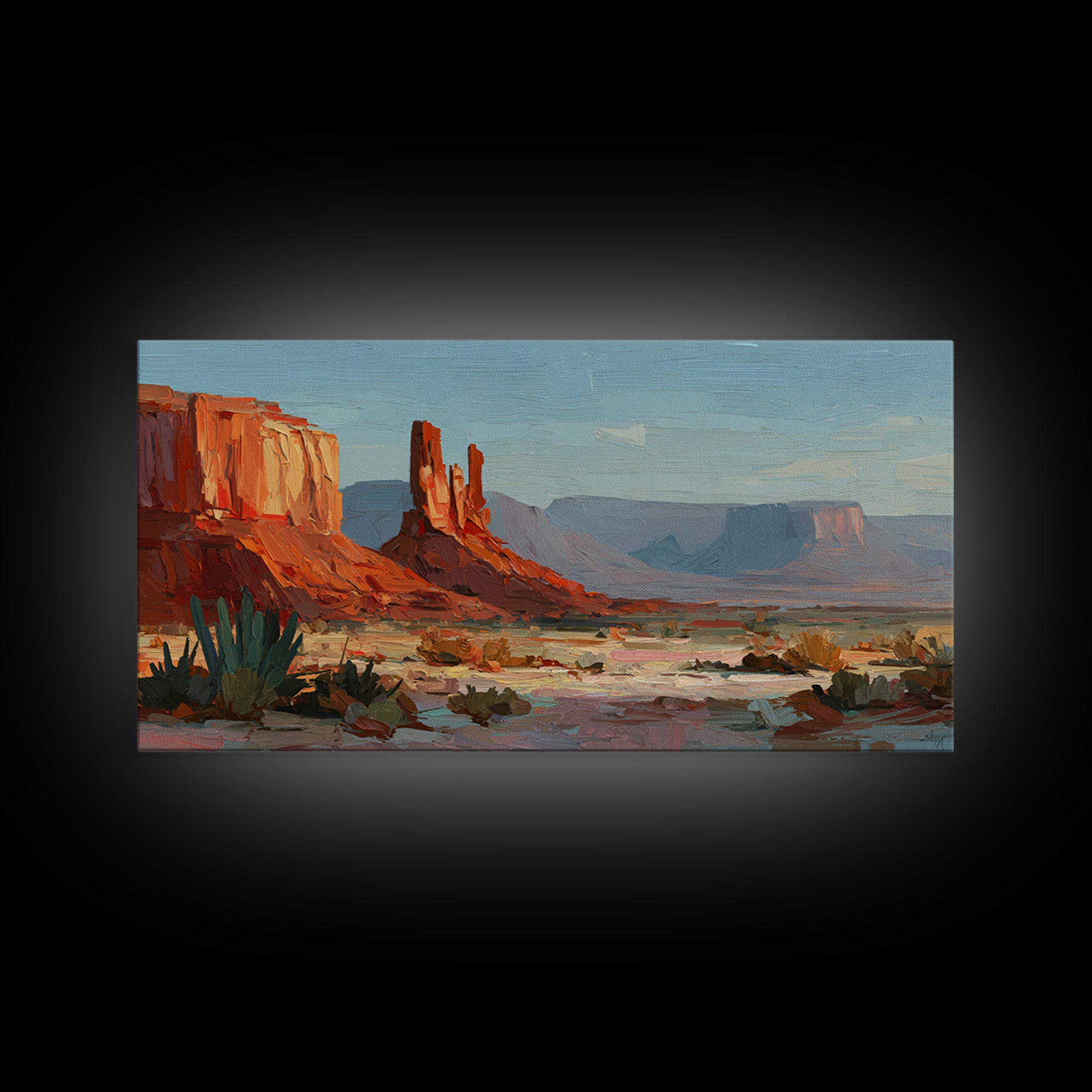 Abstract Canyon Landscape Framed Canvas Print, Above Sofa Art, Abstract Wall Art, Living Room Decor, Watercolor Art, Statement, ASA-2x1-51