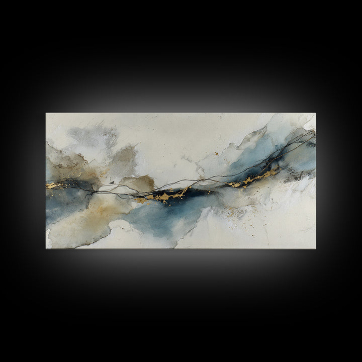 Minimal Black Ink Composition Canvas Print, Above Sofa Art, Mid Century Modern, Living Room Decor, Fine Art, Statement, ASA-2x1-52