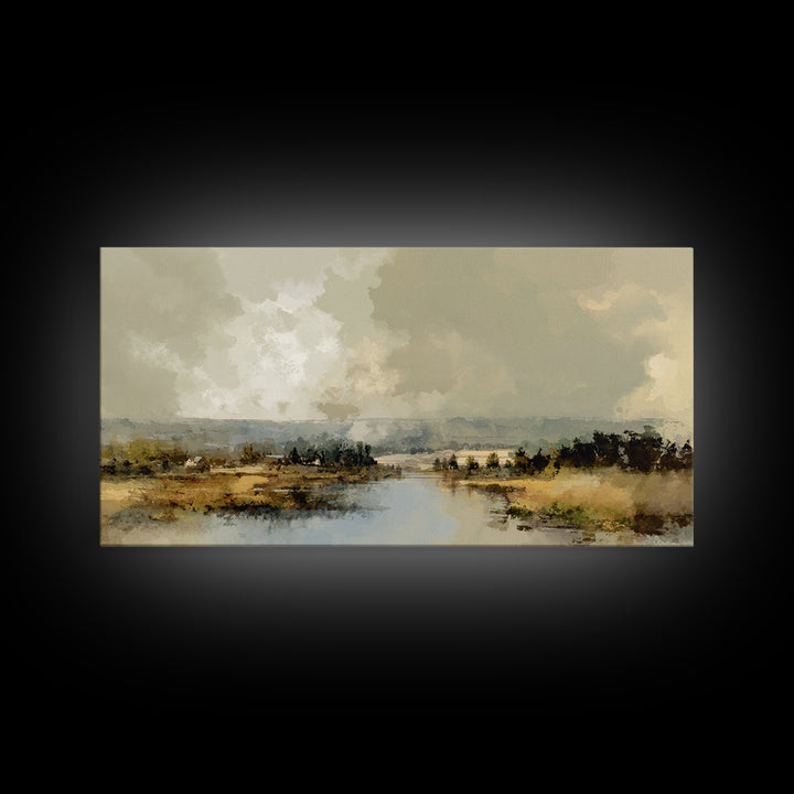 Wide Olive and Beige Meadow Panorama Canvas Print, Above Sofa Art, Art Print, Living Room Decor, Fine Art, Statement, ASA-2x1-54