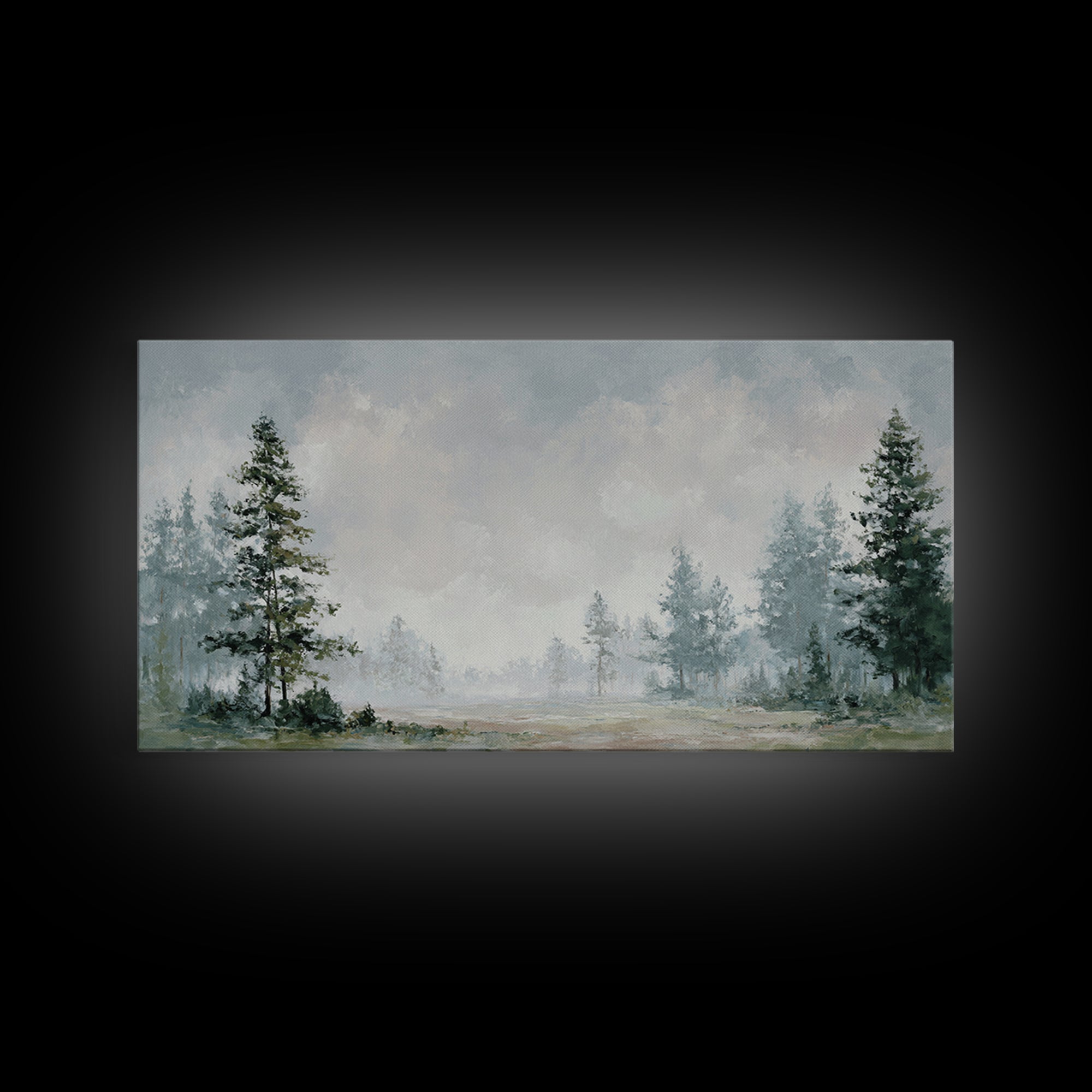 Modern Scandinavian Forest Framed Canvas Print, Above Sofa Art, Canvas Print, Living Room Decor, Fine Art, Statement, ASA-2x1-59