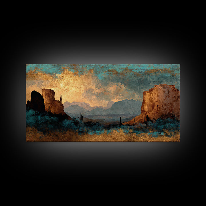Desert Mesa Panorama Canvas Print, Above Sofa Art, Canvas Wall Art, Living Room Decor, Oil Painting, Statement, ASA-2x1-64