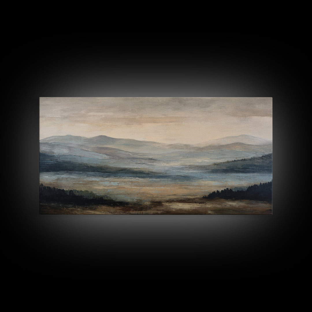 Oversized Abstract Landscape Canvas Print, Above Sofa Art, Framed Wall Art, Living Room Decor, Statement, Living Room Wall Art, ASA-2x1-69