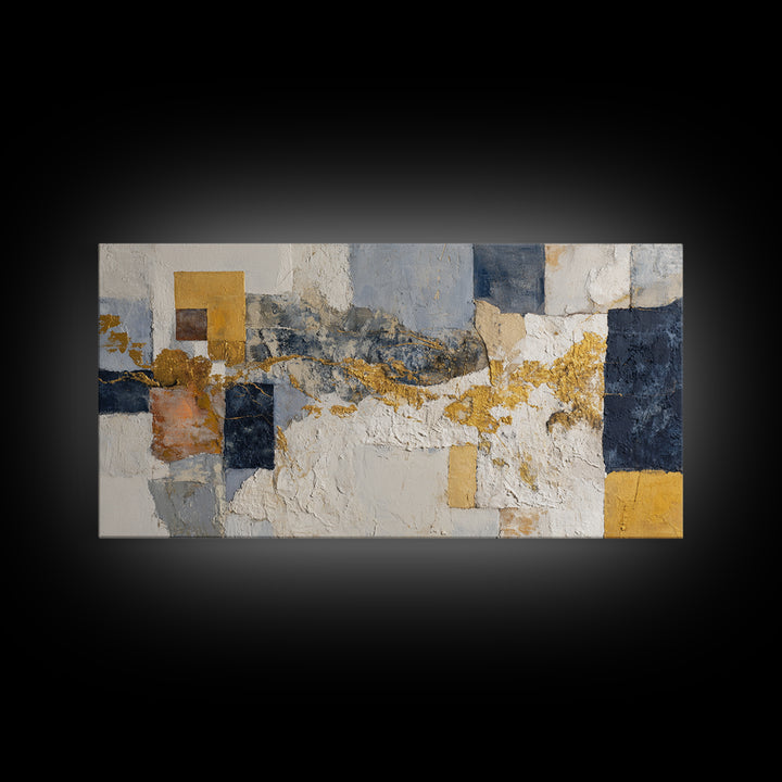 Textured Plaster Abstract Framed Canvas Print, Above Sofa Art, Contemporary Art, Living Room Decor, Abstract Art, Statement, ASA-2x1-7