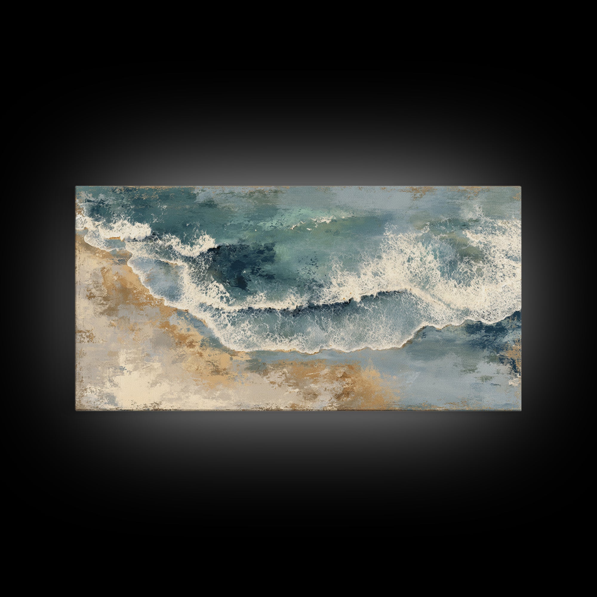 Panoramic Coastal Shoreline from an Aerial View Canvas Print, Above Sofa Art, 3 Piece Wall Art, Living Room Decor, Statement, ASA-2x1-71