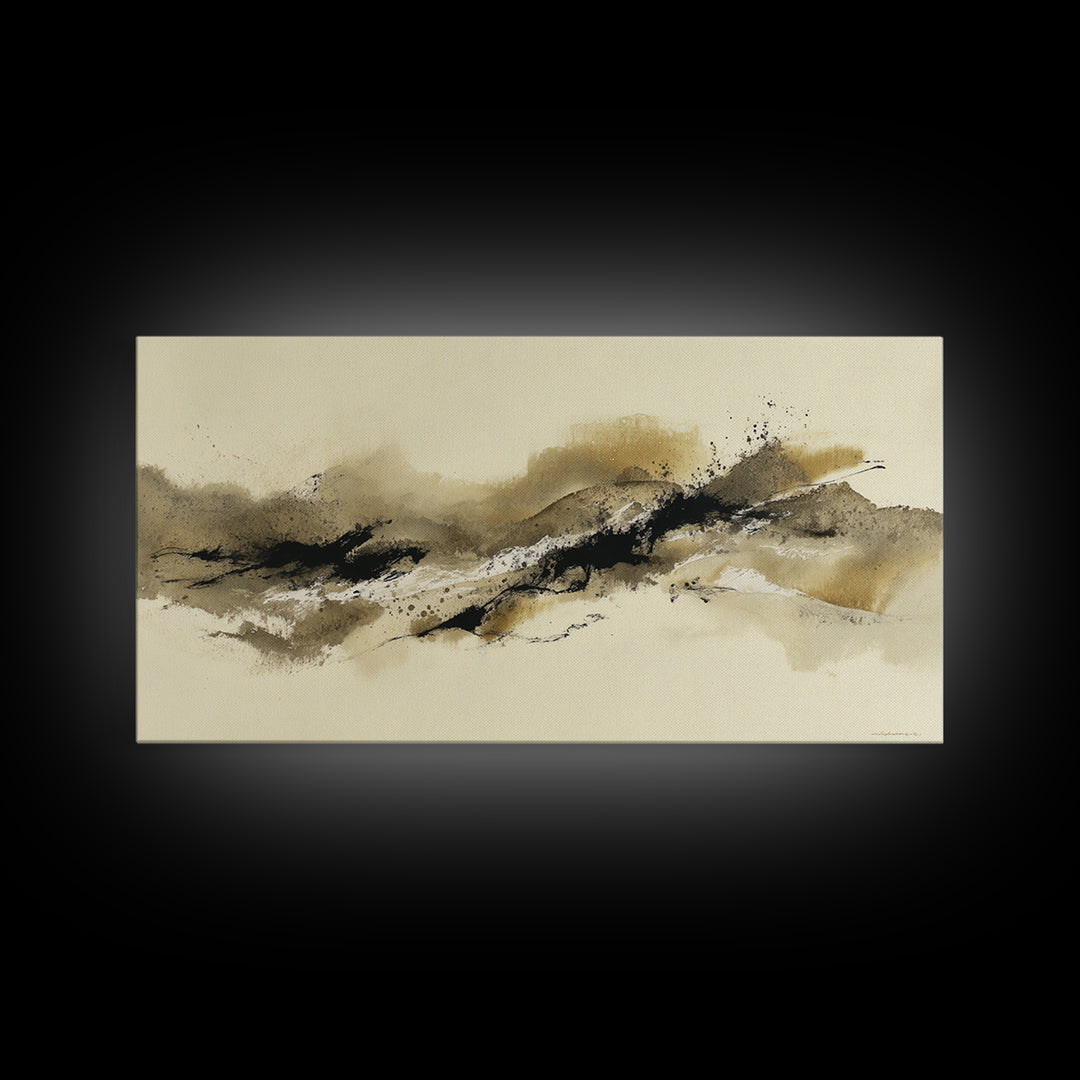 Minimal Black Ink Composition Canvas Print, Above Sofa Art, Wall Art Print, Living Room Decor, Fine Art, Statement, Modern Art, ASA-2x1-76