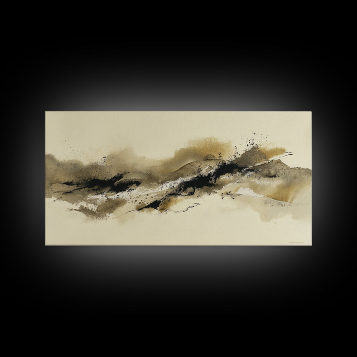 Minimal Black Ink Composition Canvas Print, Above Sofa Art, Wall Art Print, Living Room Decor, Fine Art, Statement, Modern Art, ASA-2x1-76