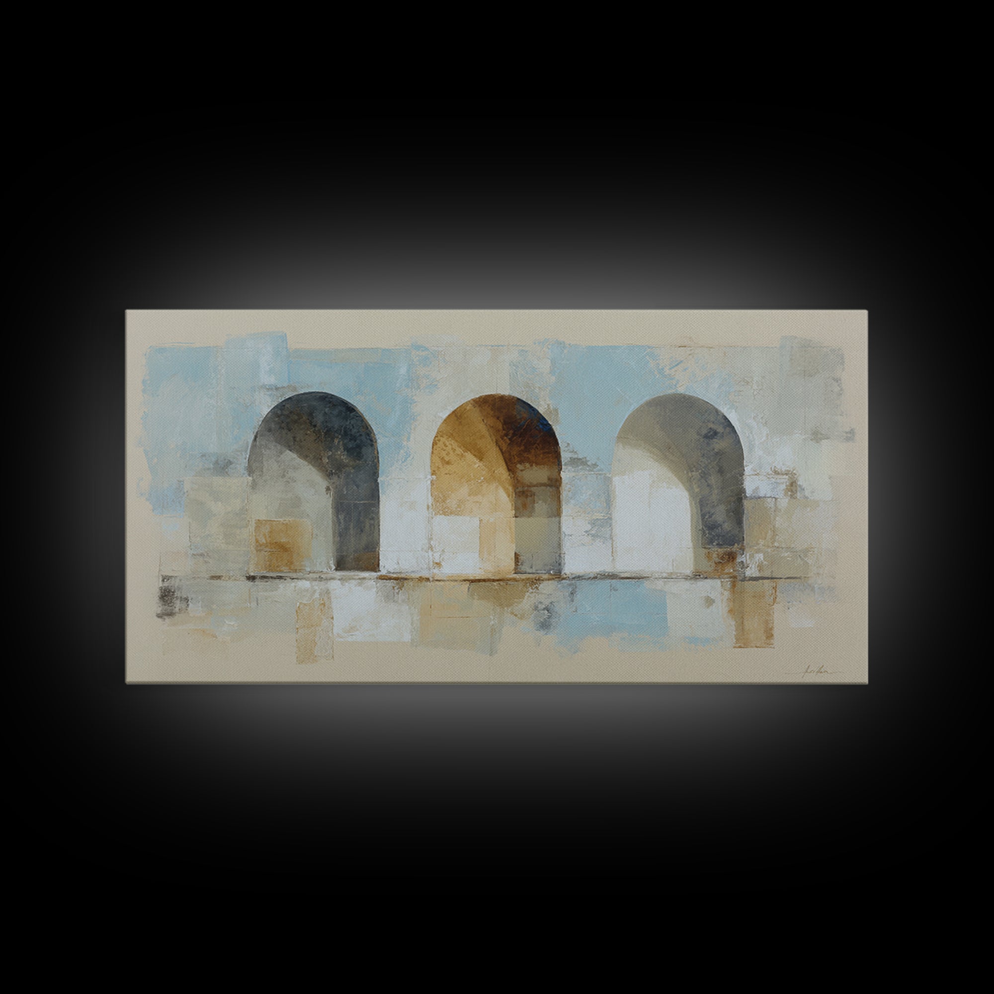 Architectural Arch Study Canvas Print, Above Sofa Art, Living Room Decor, Oil Painting, Statement, Oversized Wall Art, ASA-2x1-77