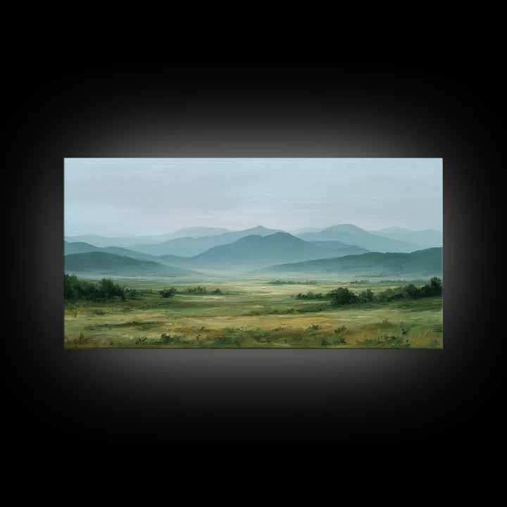 Wide Olive and Beige Meadow Panorama Canvas Print, Above Sofa Art, Art Print, Living Room Decor, Fine Art, Statement, ASA-2x1-78