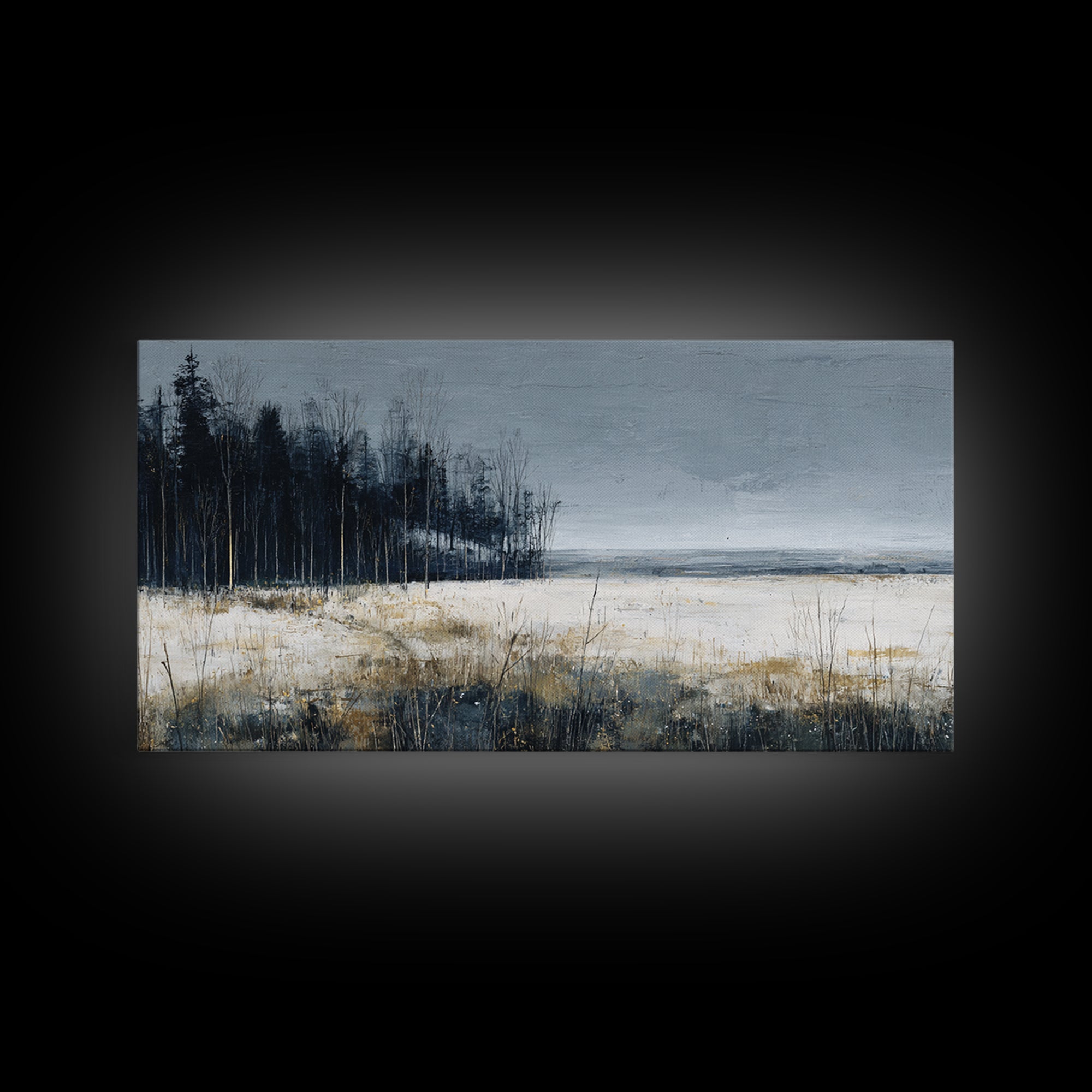 Modern Scandinavian Forest Framed Canvas Print, Above Sofa Art, Room Decor, Living Room Decor, Oil Painting, Statement, ASA-2x1-83