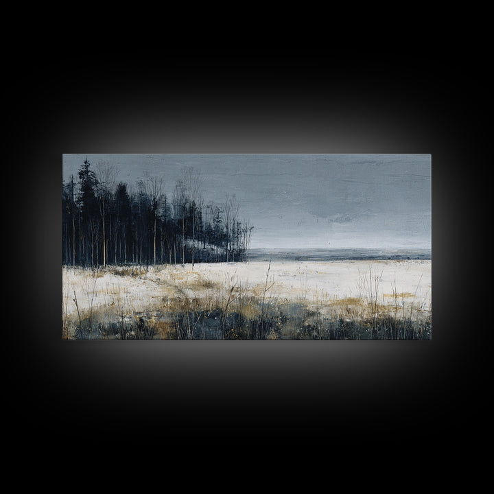 Modern Scandinavian Forest Framed Canvas Print, Above Sofa Art, Room Decor, Living Room Decor, Oil Painting, Statement, ASA-2x1-83