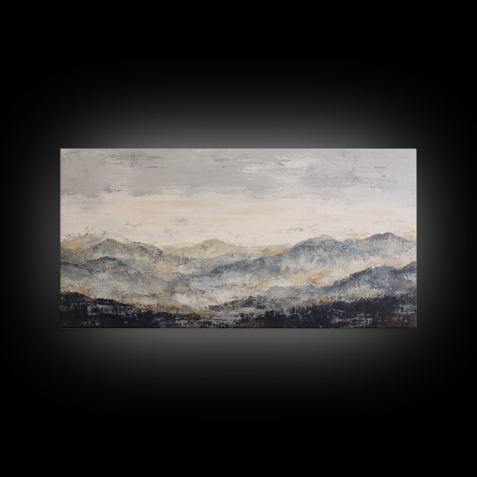 Sunlit Rolling Hills Framed Canvas Print, Above Sofa Art, Mid Century Modern, Living Room Decor, Fine Art, Statement, ASA-2x1-85