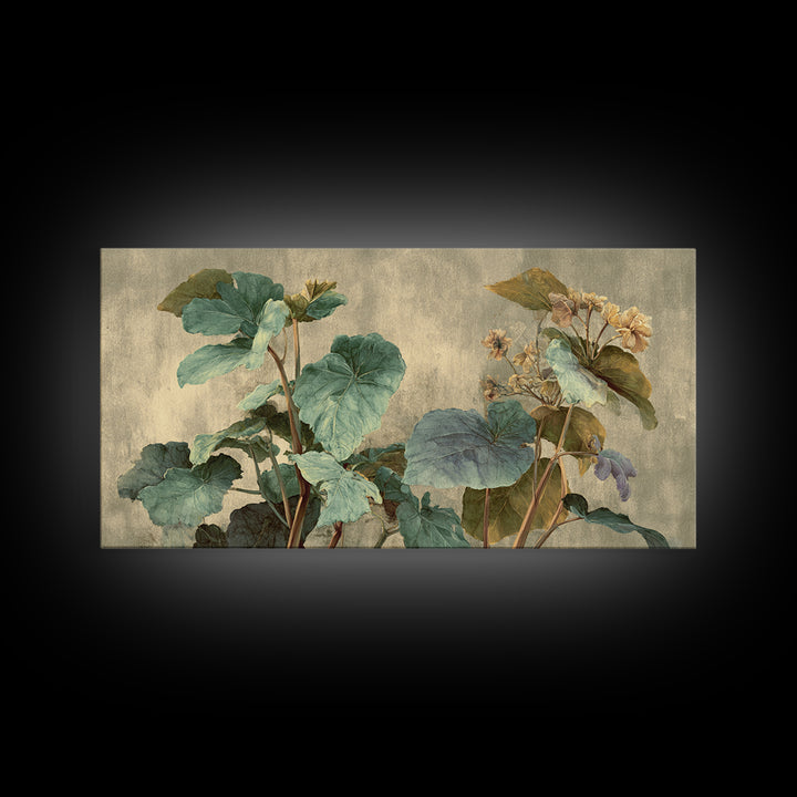 Large Botanical Leaves Canvas Print, Above Sofa Art, Living Room Decor, Oil Painting, Statement 189, Set of Wall Art, ASA-2x1-89