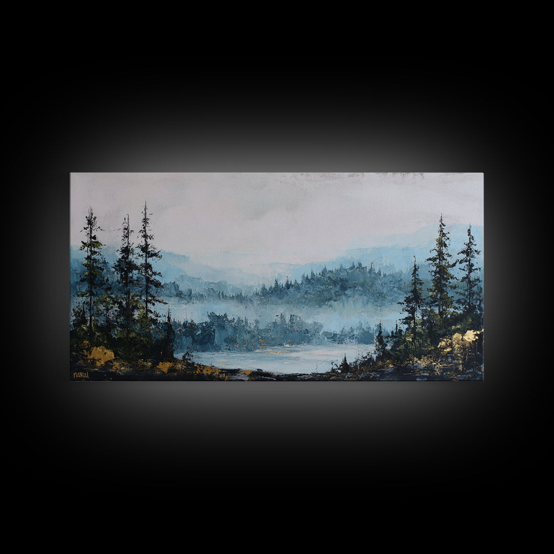 Gallery Style Landscape with Expansive Negative Space Canvas Print, Above Sofa Art, Horizontal Wall Art, Living Room Decor, ASA-2x1-92
