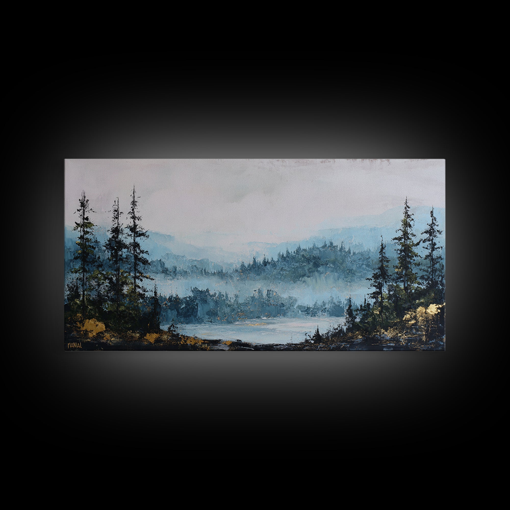 Gallery Style Landscape with Expansive Negative Space Canvas Print, Above Sofa Art, Horizontal Wall Art, Living Room Decor, ASA-2x1-92