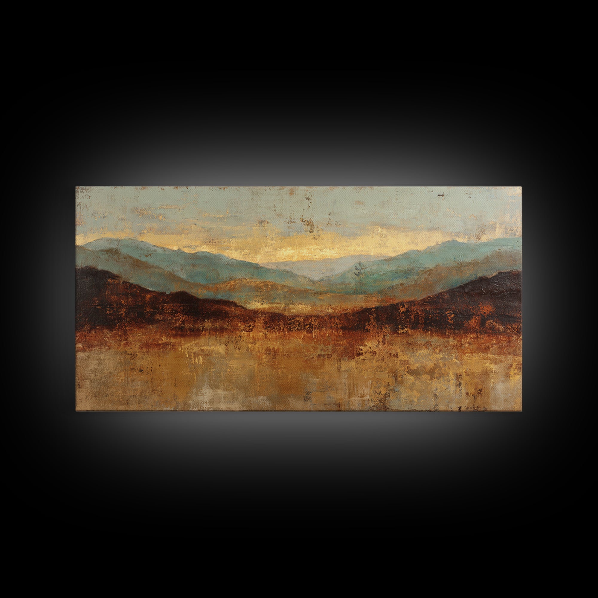 Abstract Canyon Landscape Framed Canvas Print, Above Sofa Art, Frame Tv Art, Living Room Decor, Statement, Coastal Wall Art, ASA-2x1-99