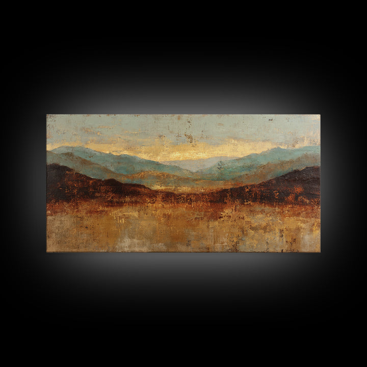 Abstract Canyon Landscape Framed Canvas Print, Above Sofa Art, Frame Tv Art, Living Room Decor, Statement, Coastal Wall Art, ASA-2x1-99