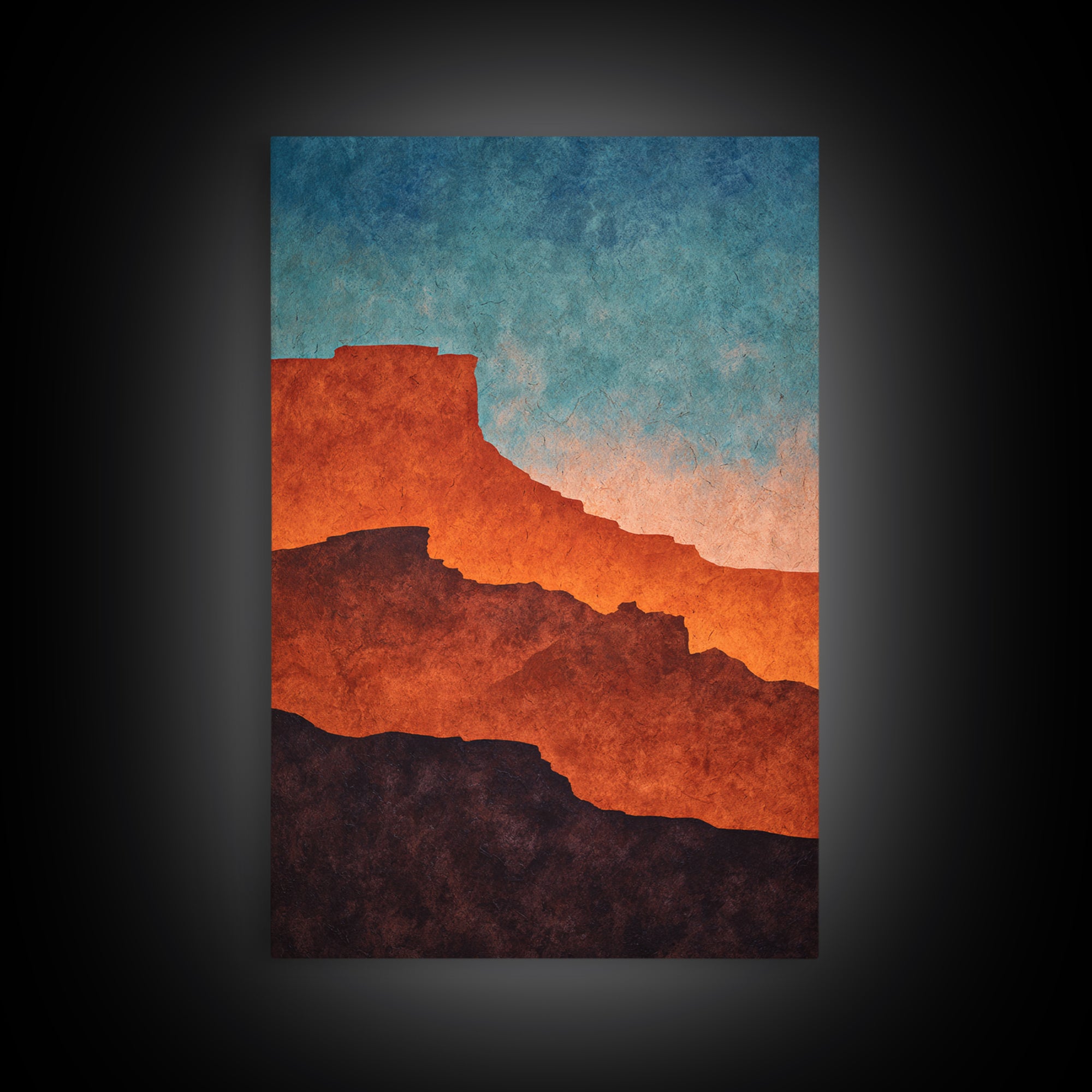 Desert Mesa Panorama Framed Canvas Print, Above Sofa Art, Minimalist Wall Art, Living Room Decor, Fine Art, Statement, ASA-2x3-100