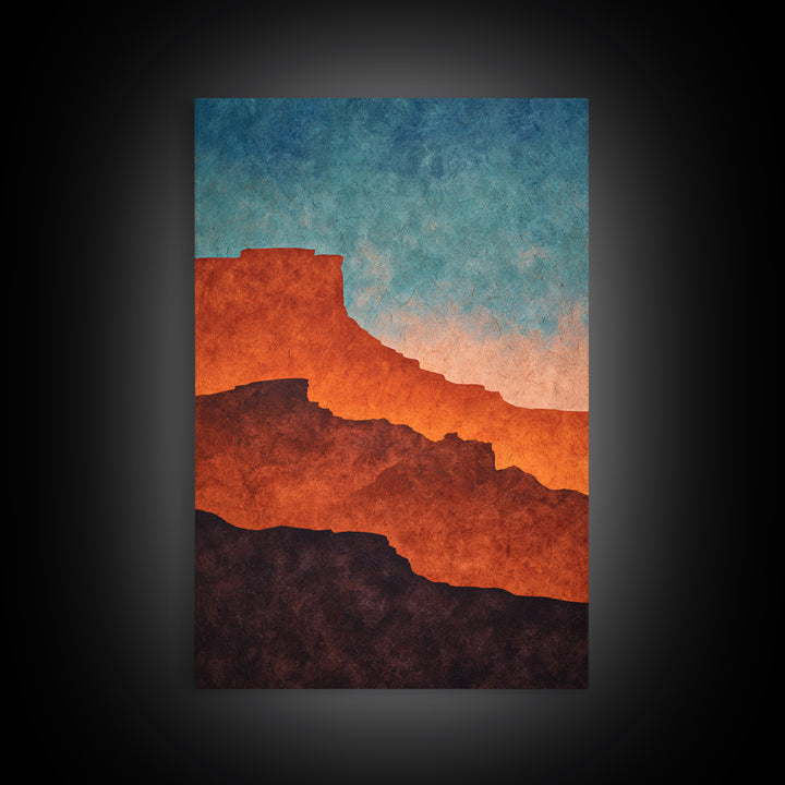 Desert Mesa Panorama Framed Canvas Print, Above Sofa Art, Minimalist Wall Art, Living Room Decor, Fine Art, Statement, ASA-2x3-100