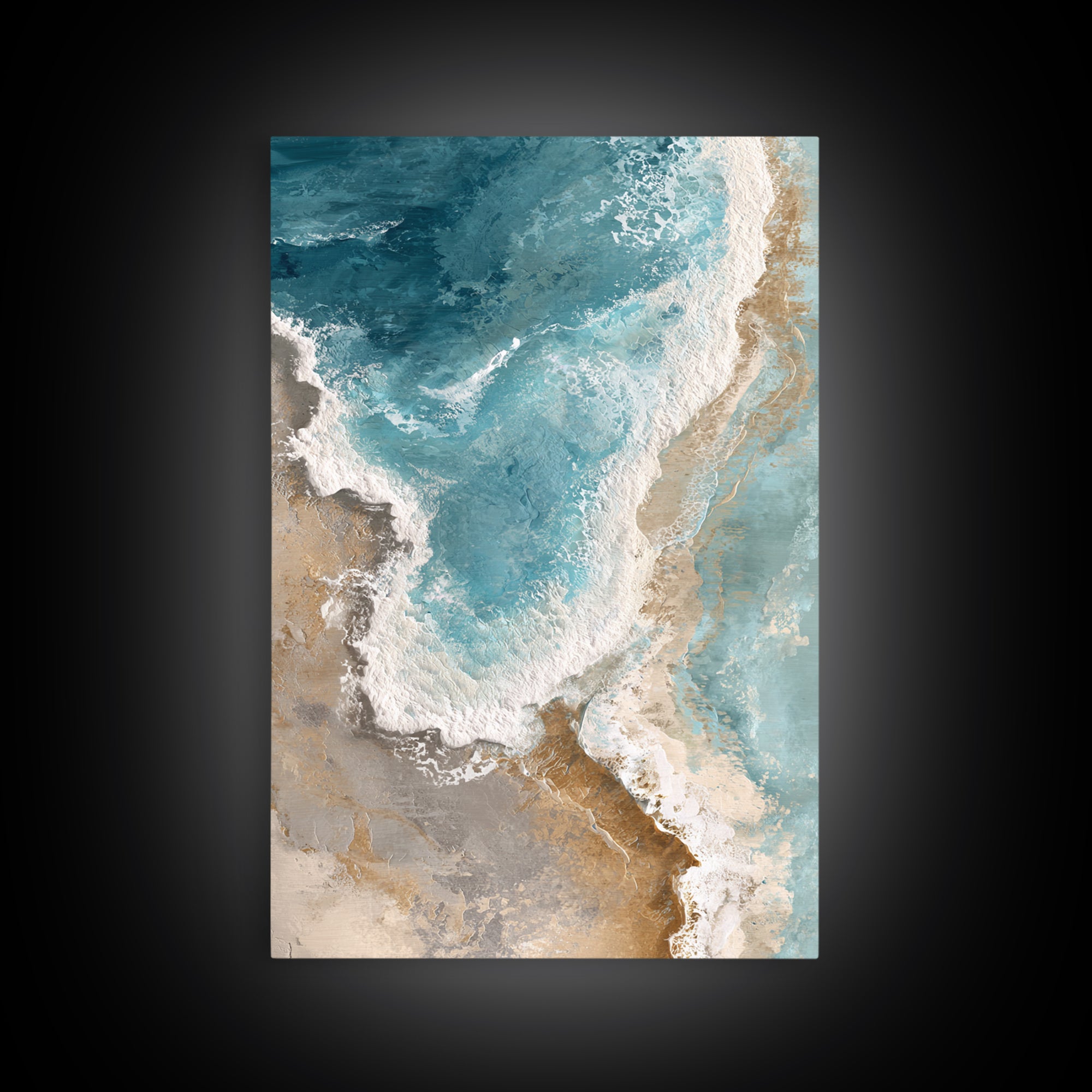 Panoramic Coastal Shoreline from an Aerial View Canvas Print, Above Sofa Art, Bedroom Wall Art, Living Room Decor, Statement, ASA-2x3-11