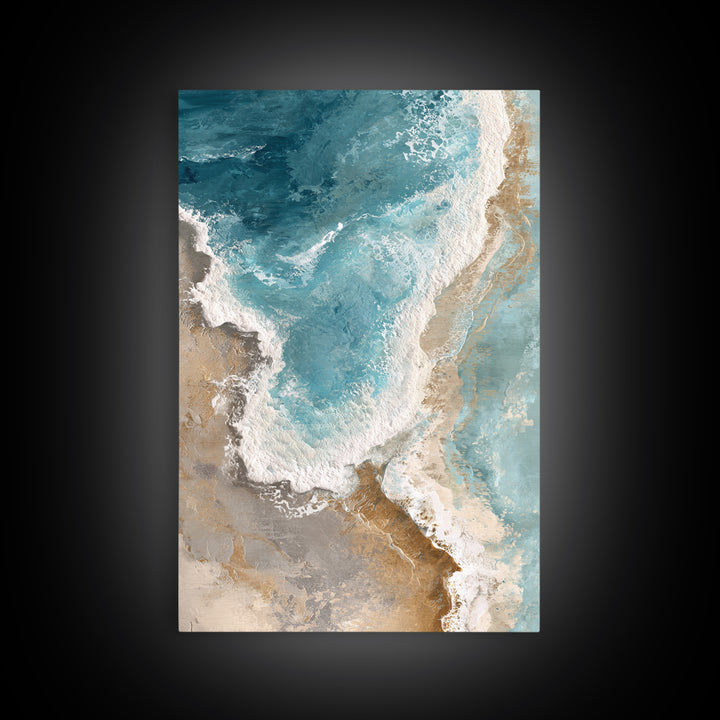Panoramic Coastal Shoreline from an Aerial View Canvas Print, Above Sofa Art, Bedroom Wall Art, Living Room Decor, Statement, ASA-2x3-11