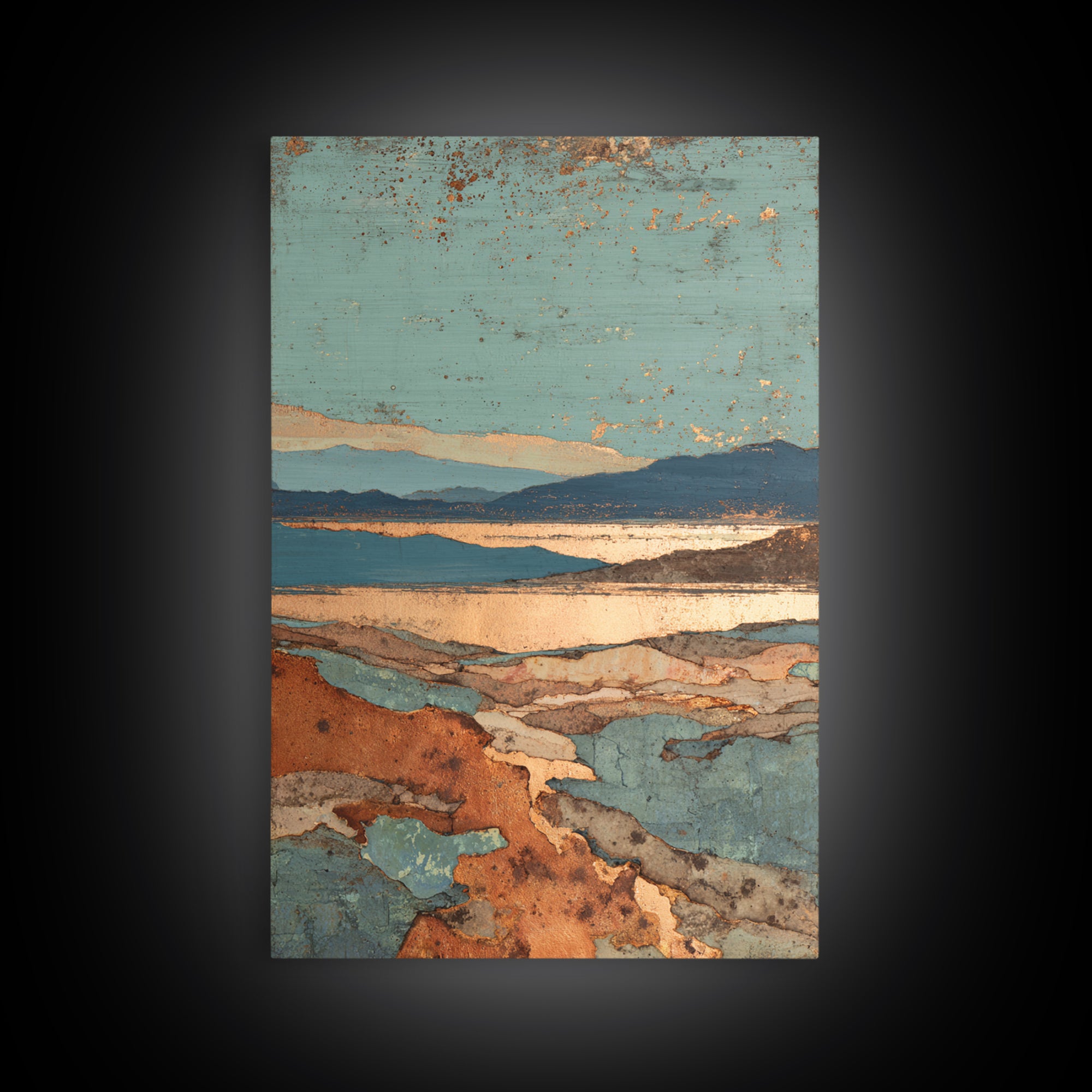 Abstract Canyon Landscape Canvas Print, Above Sofa Art, 3 Piece Wall Art, Living Room Decor, Oil Painting, Statement, ASA-2x3-15