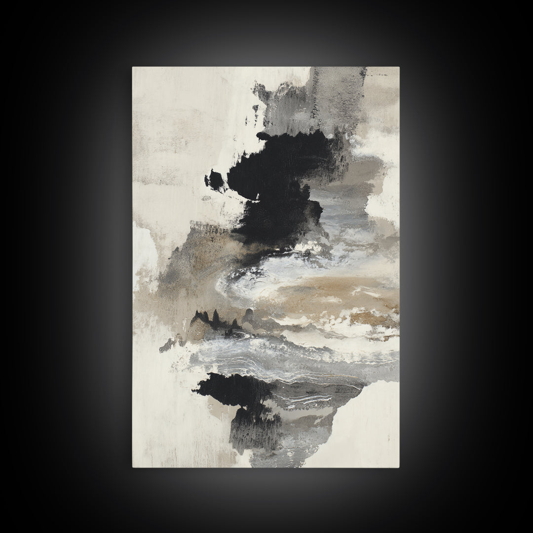 Minimal Black Ink Composition Canvas Print, Above Sofa Art, Oversized Wall Art, Living Room Decor, Fine Art, Statement, ASA-2x3-16